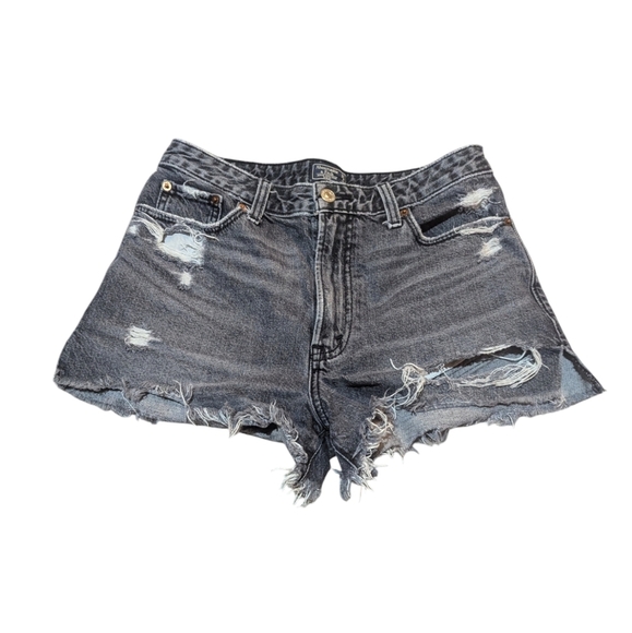 Abercrombie & Fitch Annie High Rise Denim Jean Short size 27 Black 100% Cotton - Picture 1 of 7